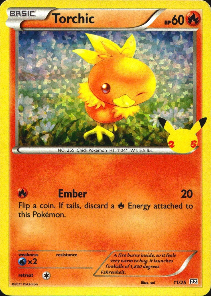 Torchic 011/025 McDonald's 25th Anniversary Promos Promo Pokemon Holo Near Mint