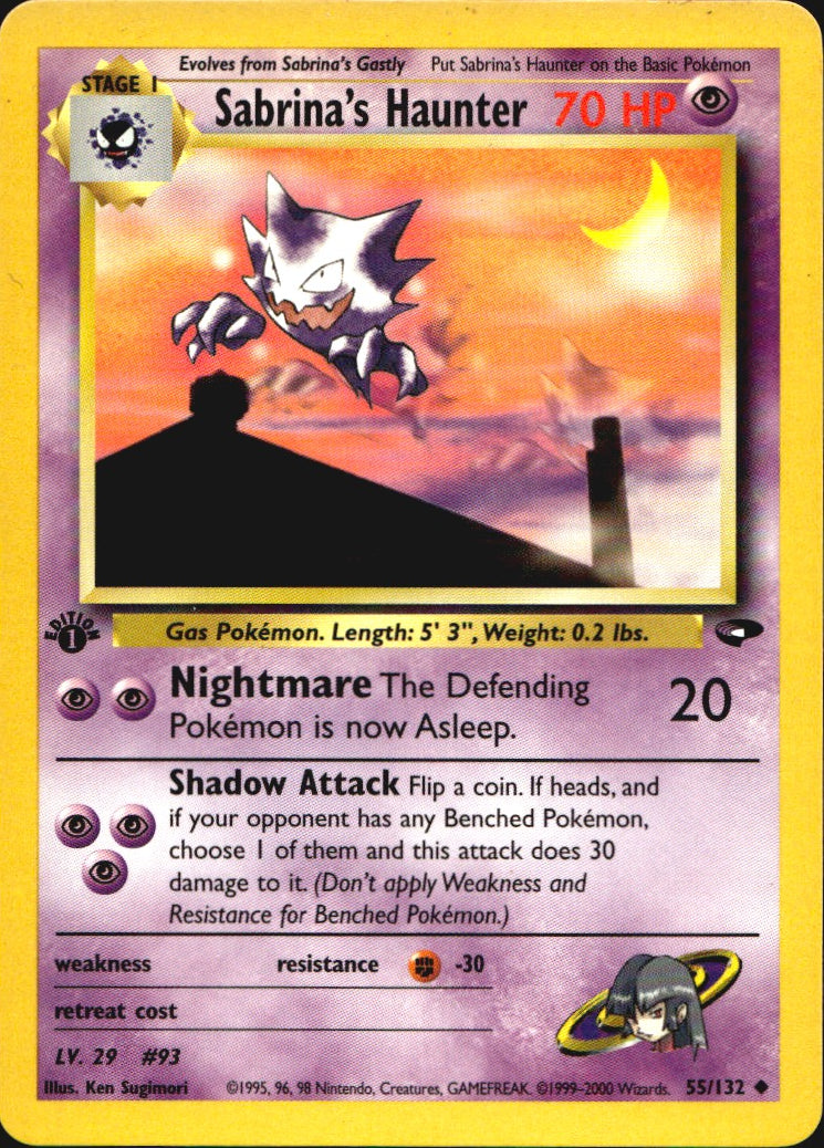 Sabrina's Haunter 55/132 Gym Challenge Uncommon Pokemon 1st Edition Near Mint