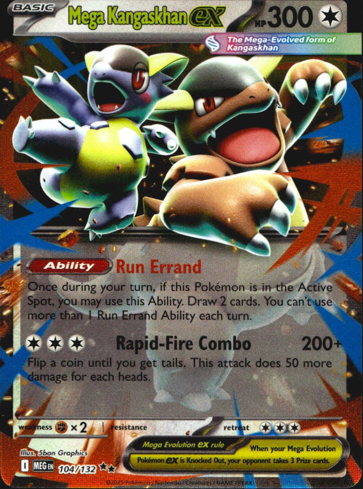 Mega Kangaskhan ex 104/132 Mega Evolution Double Rare Pokemon Holo Near Mint