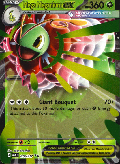 Mega Meganium ex 010/217 Ascended Heroes Double Rare Pokemon Holo Near Mint