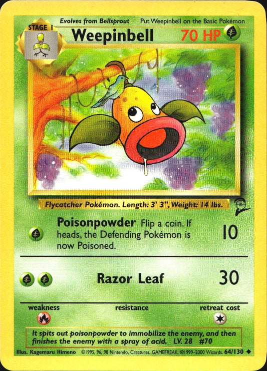 Weepinbell 64/130 Base Set 2 Uncommon Pokemon Near Mint