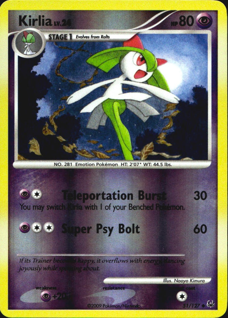 Kirlia 51/127 Platinum Uncommon Pokemon Reverse Holo Near Mint