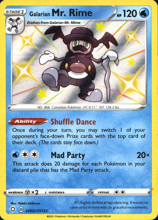 Galarian Mr. Rime SV021/SV122 Shiny Rare Shining Fates Shiny Vault Pokemon NM