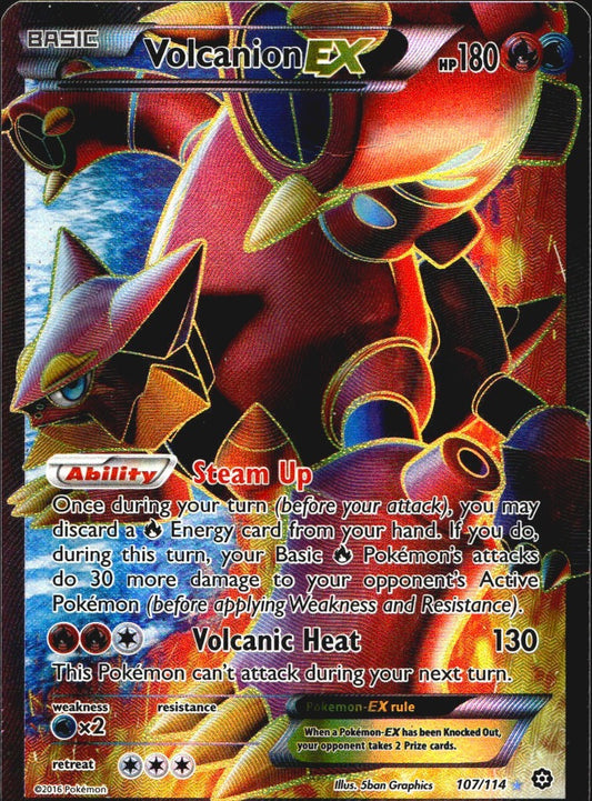 Volcanion EX 107/114 Ultra Rare Steam Siege Pokemon Moderately Played