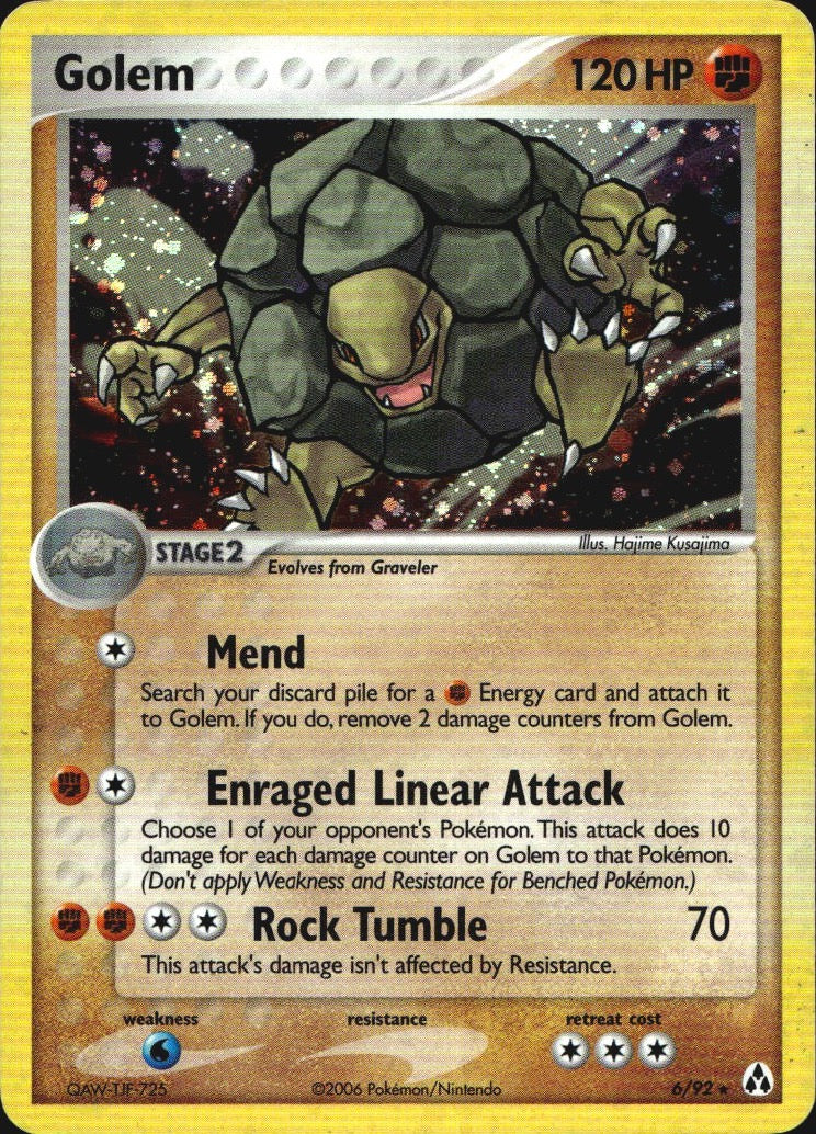 Golem 6/92 Legend Maker Holo Rare Pokemon Moderately Played