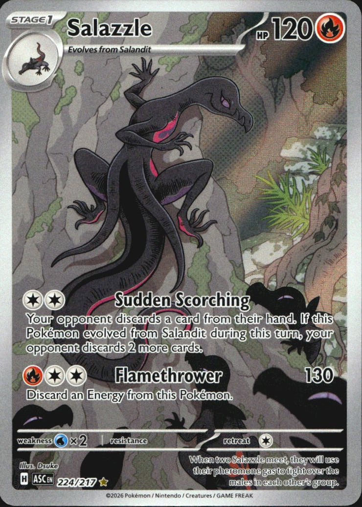 Salazzle 224/217 Ascended Heroes Illustration Rare Pokemon Holo Near Mint