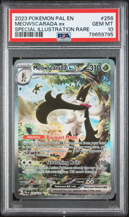 Meowscarada EX 256/193 Special Illustration Rare Pokemon PSA 10