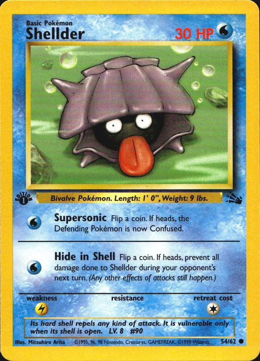 Shellder 54/62 Fossil Common Pokemon 1st Edition Near Mint