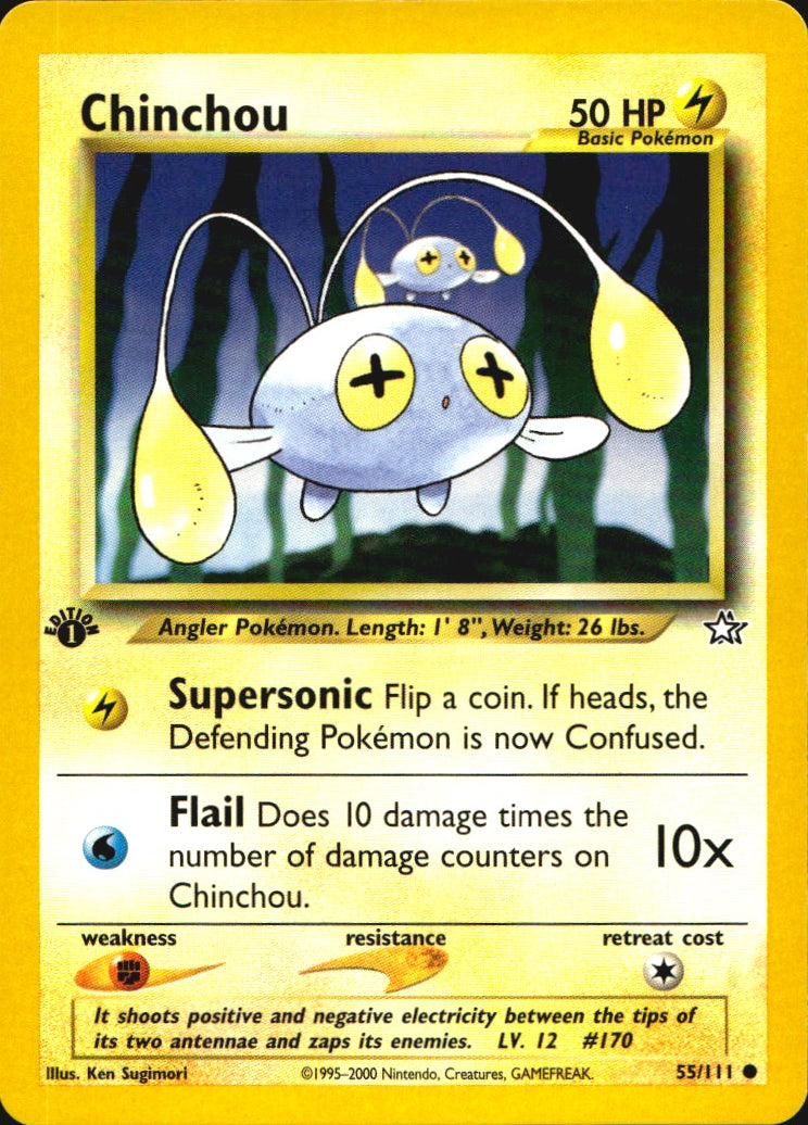 Chinchou 55/111 Common Neo Genesis Pokemon 1st Edition Near Mint