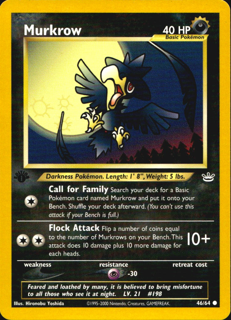 Murkrow 46/64 Neo Revelation Common Pokemon 1st Edition Near Mint