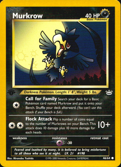 Murkrow 46/64 Neo Revelation Common Pokemon 1st Edition Near Mint