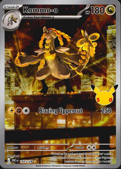 Kommo-o 143/128 ME: 30th Celebration Pokemon Holo Near Mint