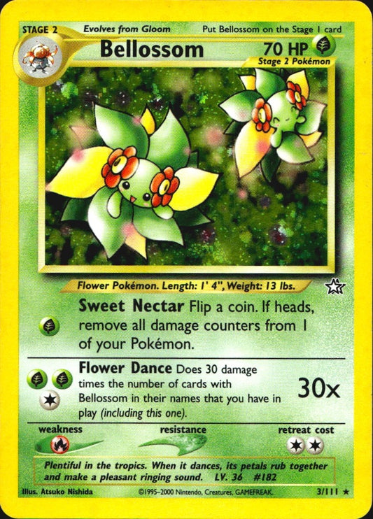 Bellossom 3/111 Rare Neo Genesis Pokemon Unlimited Holo Lightly Played