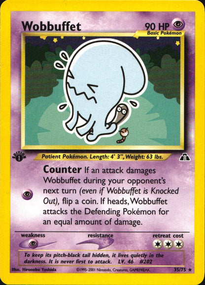 Wobbuffet 35/75 Neo Discovery Rare Pokemon 1st Edition Near Mint