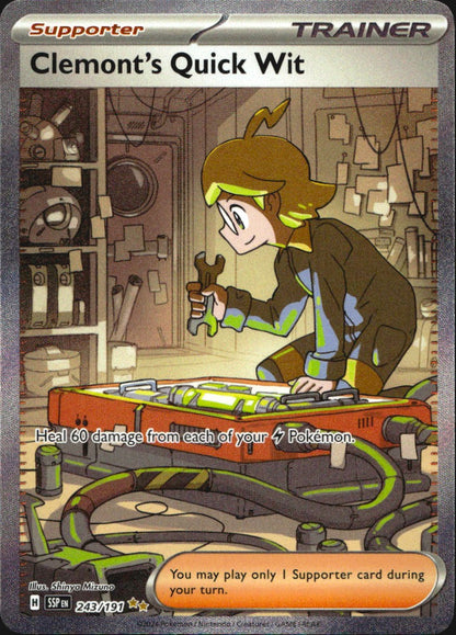 Clemont's Quick Wit 243/191 Surging Sparks Pokemon Holo NM