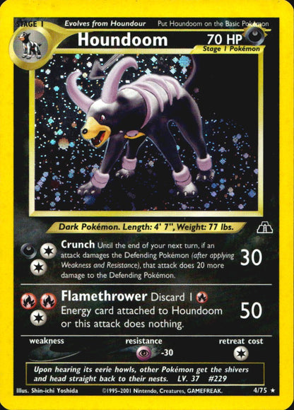 Houndoom 4/75 Rare Neo Discovery Pokemon Unlimited Holo Near Mint