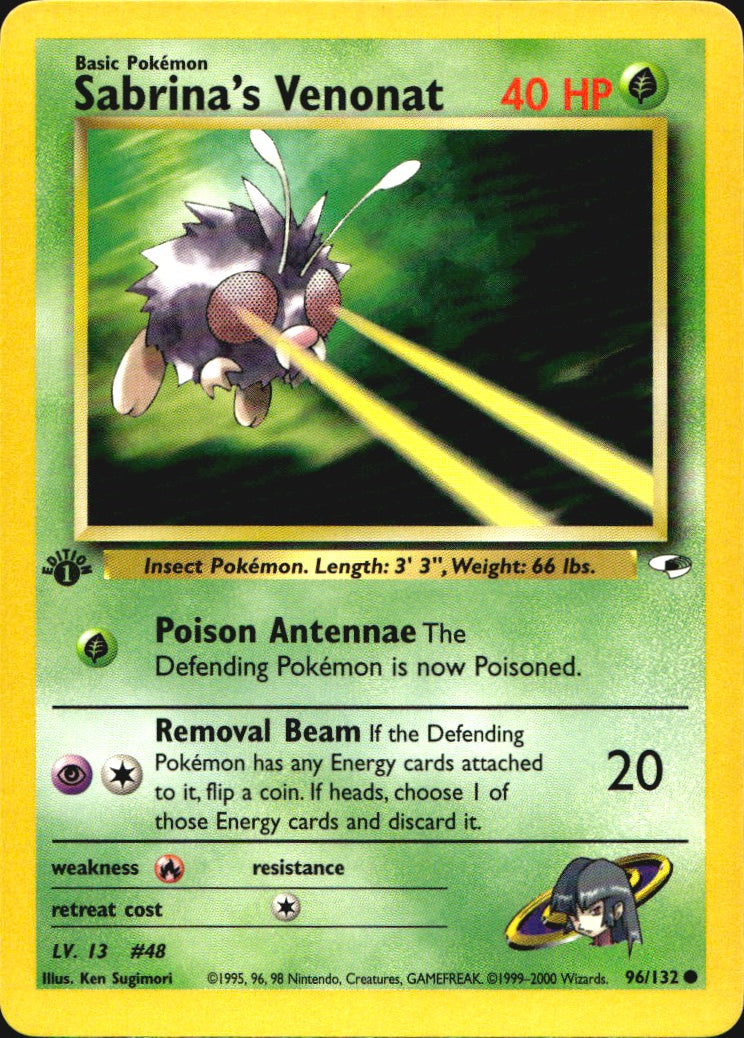Sabrina's Venonat 96/132 Gym Heroes Common Pokemon 1st Edition Near Mint