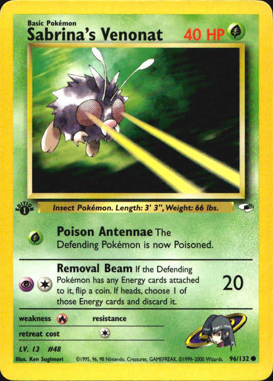 Sabrina's Venonat 96/132 Gym Heroes Common Pokemon 1st Edition Near Mint