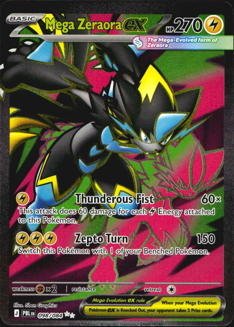 Mega Zeraora ex 098/084 Pitch Black Ultra Rare Pokemon Holo Near Mint