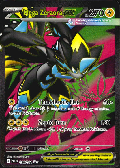Mega Zeraora ex 098/084 Pitch Black Ultra Rare Pokemon Holo Near Mint