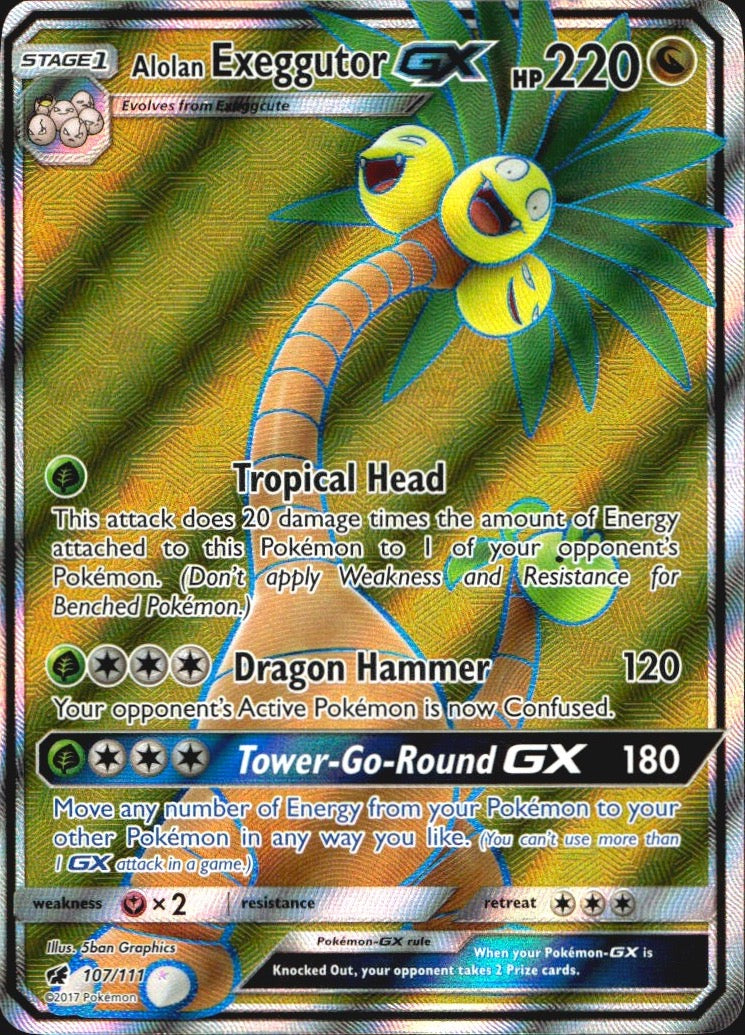 Alolan Exeggutor GX 107/111 Crimson Invasion Ultra Rare Pokemon Holo Near Mint