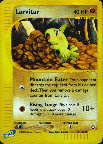 Larvitar 89/147 Common Aquapolis Pokemon Reverse Holo Damaged