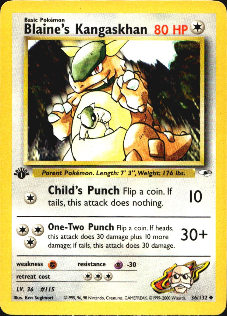 Blaine's Kangaskhan 36/132 Gym Heroes Uncommon Pokemon 1st Edition Near Mint