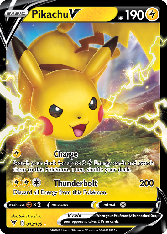 Pikachu V 043/185 Holo V Rare Vivid Voltage Pokemon Near Mint