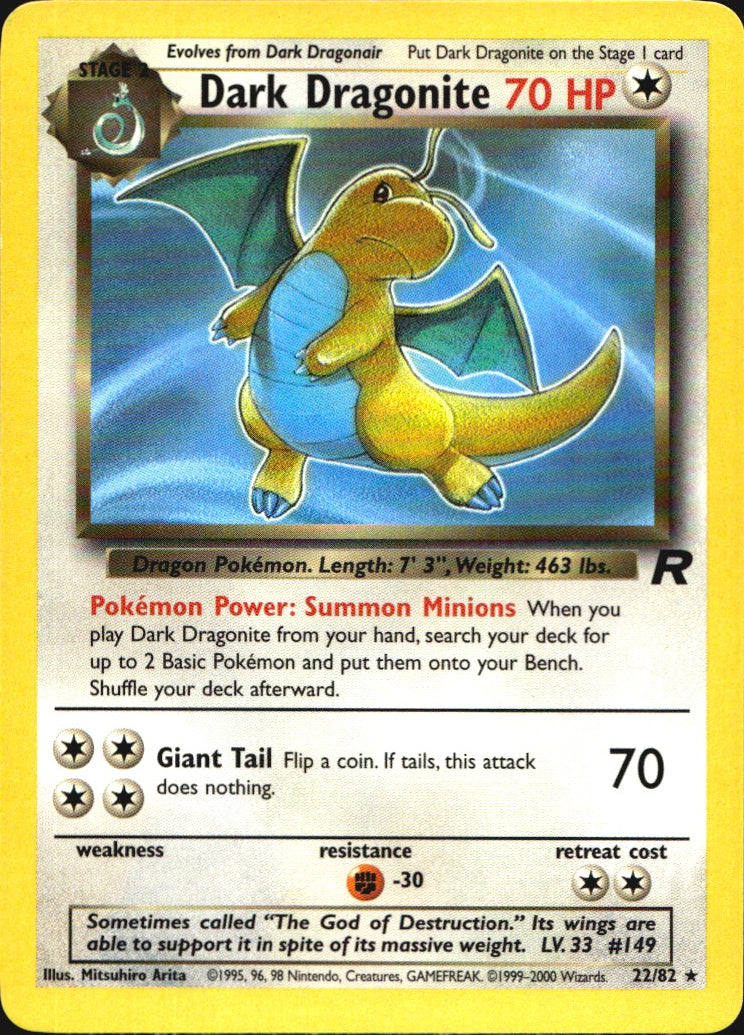 Dark Dragonite 22/82 Rare Team Rocket Pokemon Near Mint