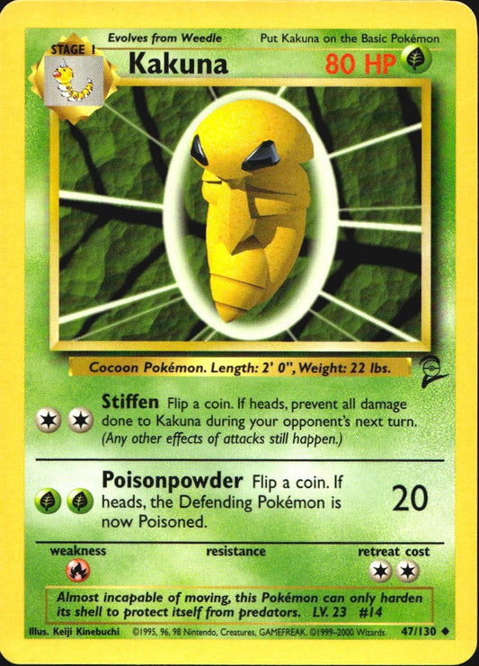 Kakuna 47/130 Base Set 2 Uncommon Pokemon Near Mint