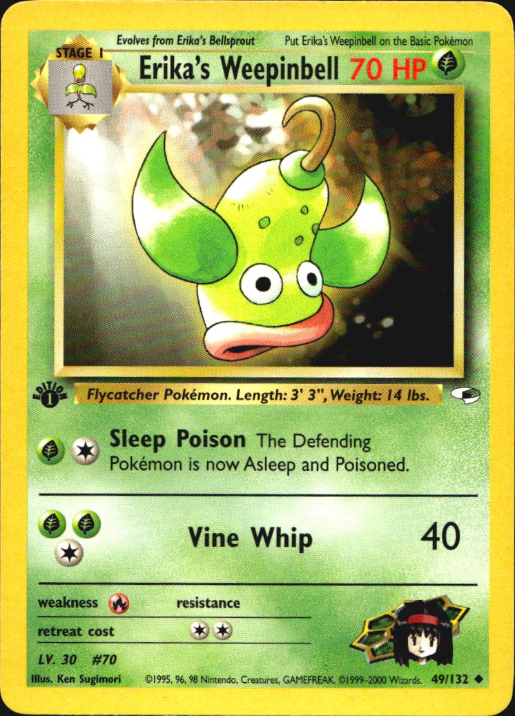 Erika's Weepinbell 49/132 Gym Heroes Uncommon Pokemon 1st Edition Near Mint