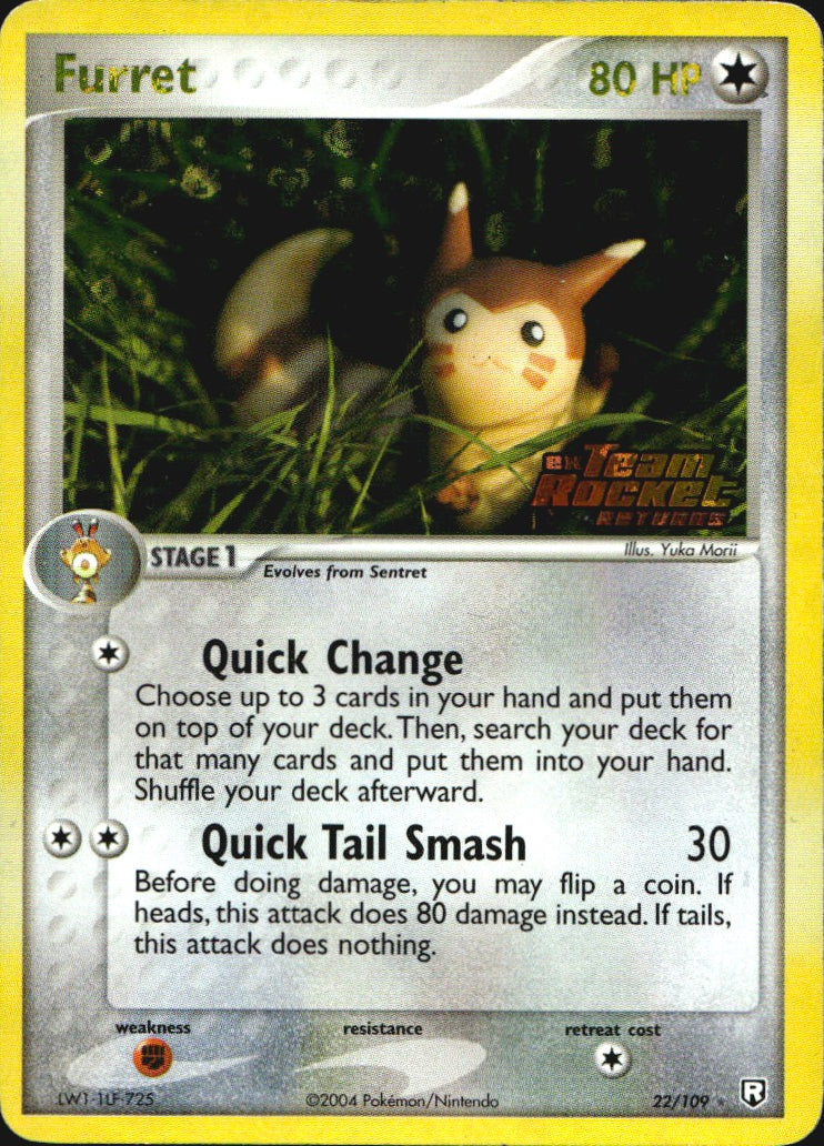 Furret 22/109 Team Rocket Returns Rare Pokemon Reverse Holo Moderately Played