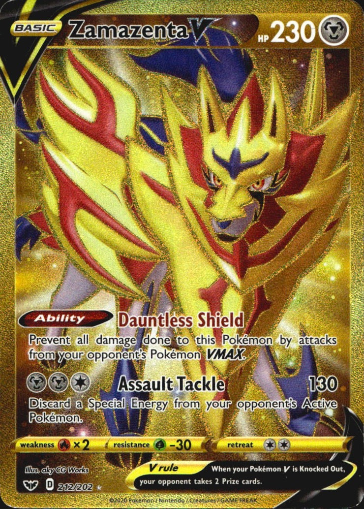 Zamazenta V 212/202 Sword & Shield Secret Rare Pokemon Holo Near Mint