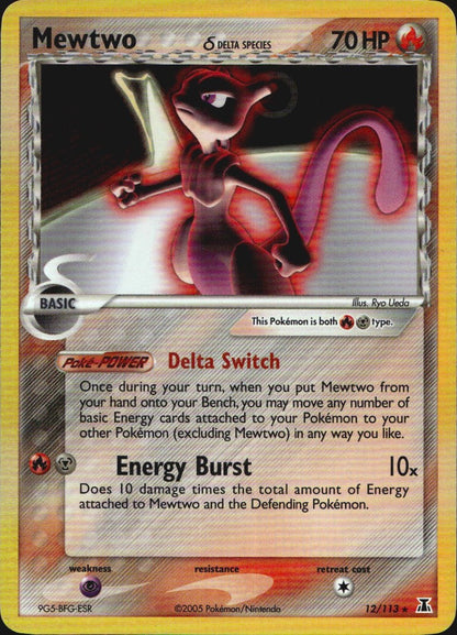 Mewtwo 12/113 Delta Species Holo Rare Pokemon Lightly Played