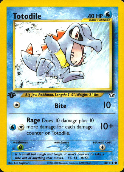 Totodile 80/111 Common Neo Genesis Pokemon 1st Edition Near Mint