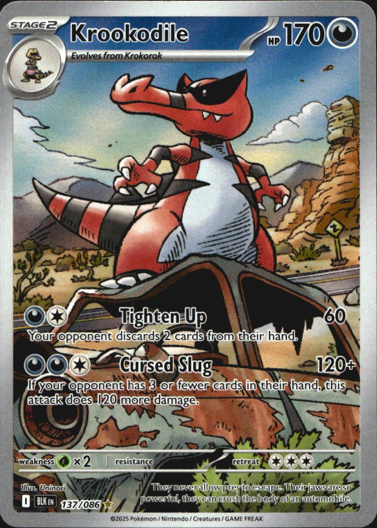 Krookodile 137/086 Black Bolt Holo Illustration Rare Pokemon Near Mint
