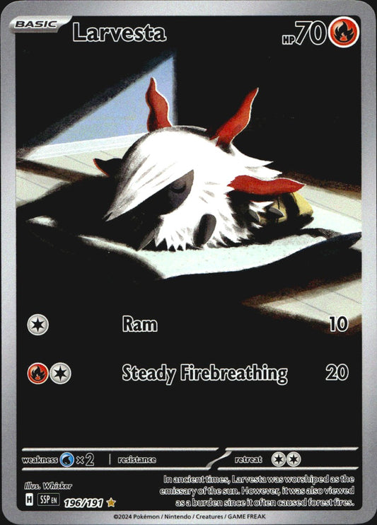 Larvesta 196/191 Illustration Rare Surging Sparks Pokemon Near Mint