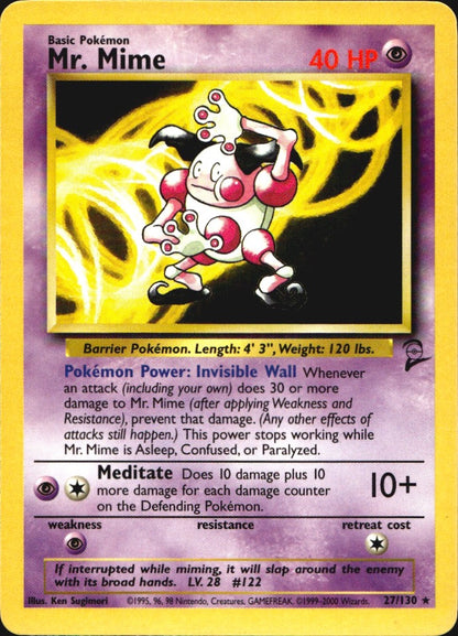 Mr. Mime 27/130 Base Set 2 Rare Pokemon Near Mint