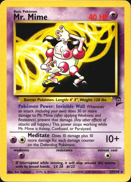 Mr. Mime 27/130 Base Set 2 Rare Pokemon Near Mint