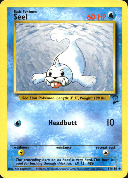 Seel 61/130 Base Set 2 Uncommon Pokemon Near Mint