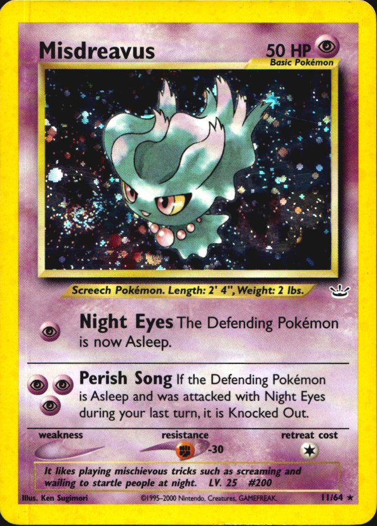 Misdreavus 11/64 Holo Rare Neo Revelation Pokemon Moderately Played