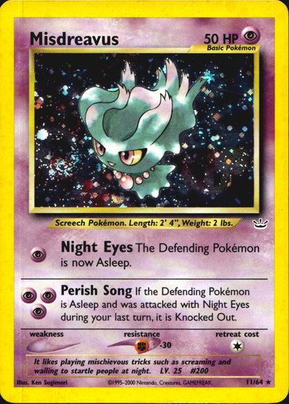 Misdreavus 11/64 Holo Rare Neo Revelation Pokemon Moderately Played