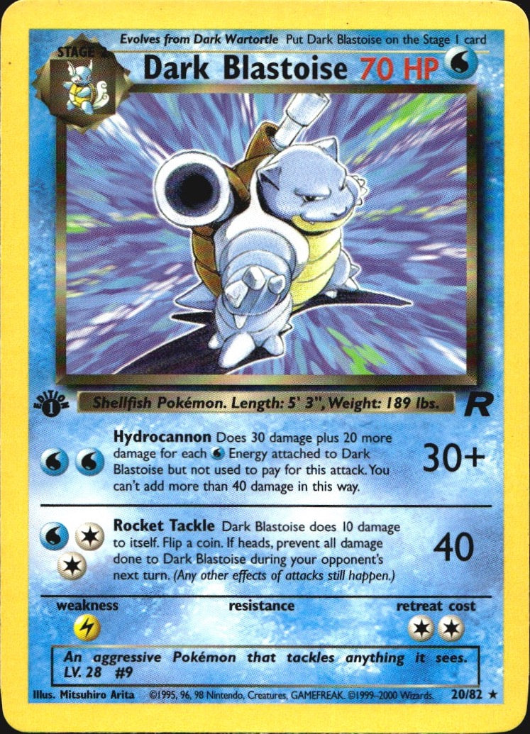 Dark Blastoise 20/82 Team Rocket Rare Pokemon 1st Edition Near Mint