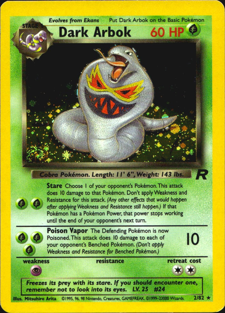 Dark Arbok 2/82 Holo Rare Team Rocket Pokemon Lightly Played