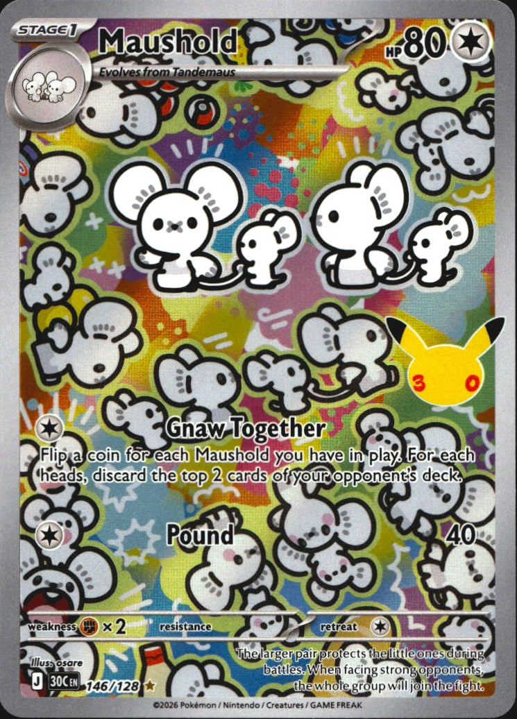 Maushold 146/128 ME: 30th Celebration Illustration Rare Pokemon Holo Near Mint