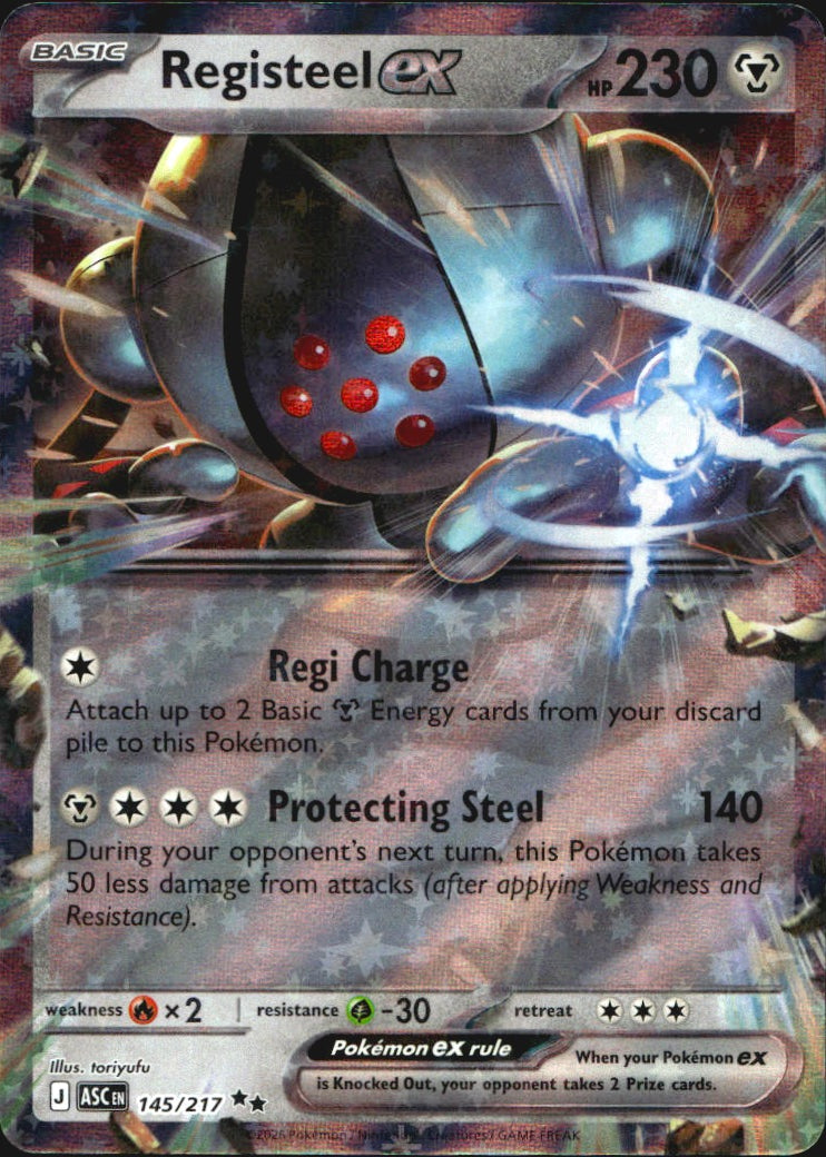 Registeel ex 145/217 Ascended Heroes Double Rare Pokemon Holo Near Mint