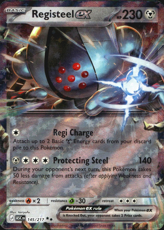 Registeel ex 145/217 Ascended Heroes Double Rare Pokemon Holo Near Mint