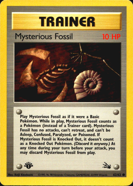 Mysterious Fossil 62/62 Fossil Common Pokemon 1st Edition Near Mint