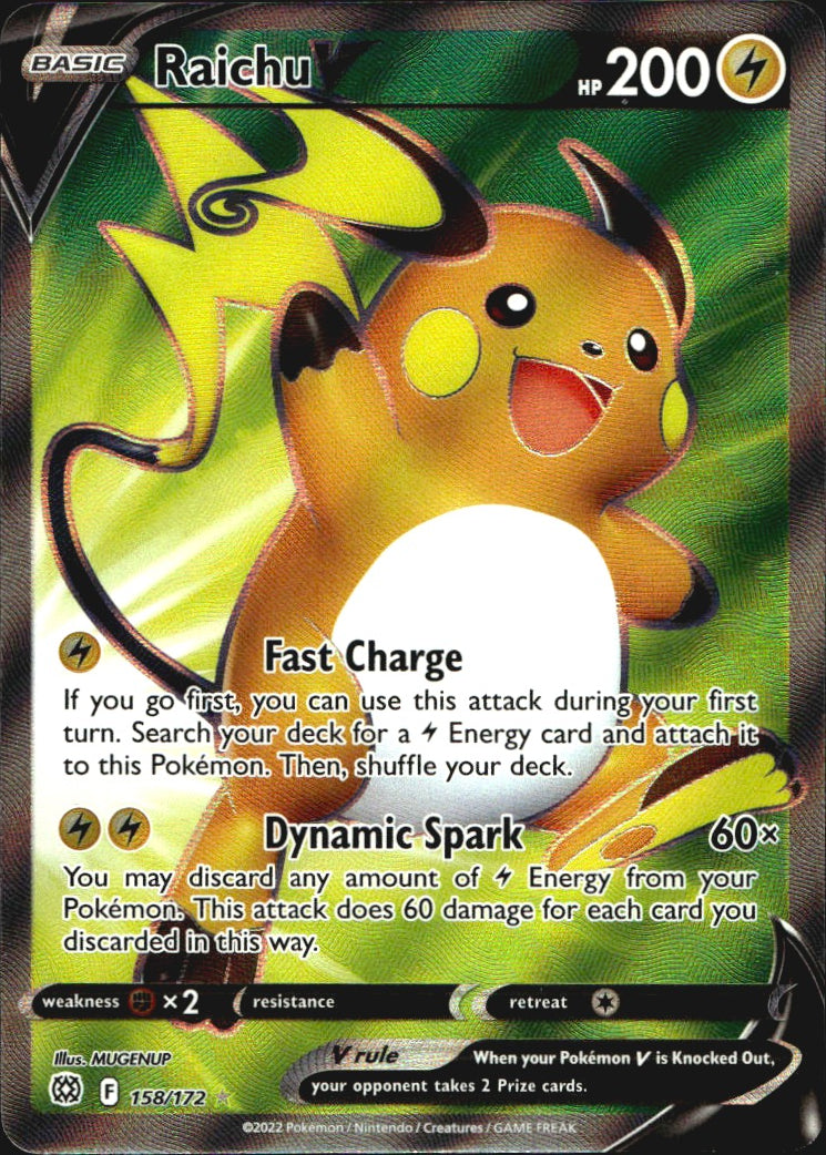 Raichu V 158/172 Brilliant Stars Ultra Rare Pokemon Holo Near Mint