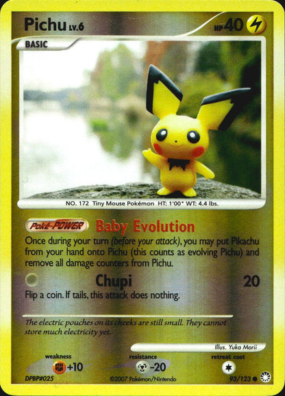 Pichu 93/123 Common Mysterious Treasures Pokemon Reverse Holo Near Mint